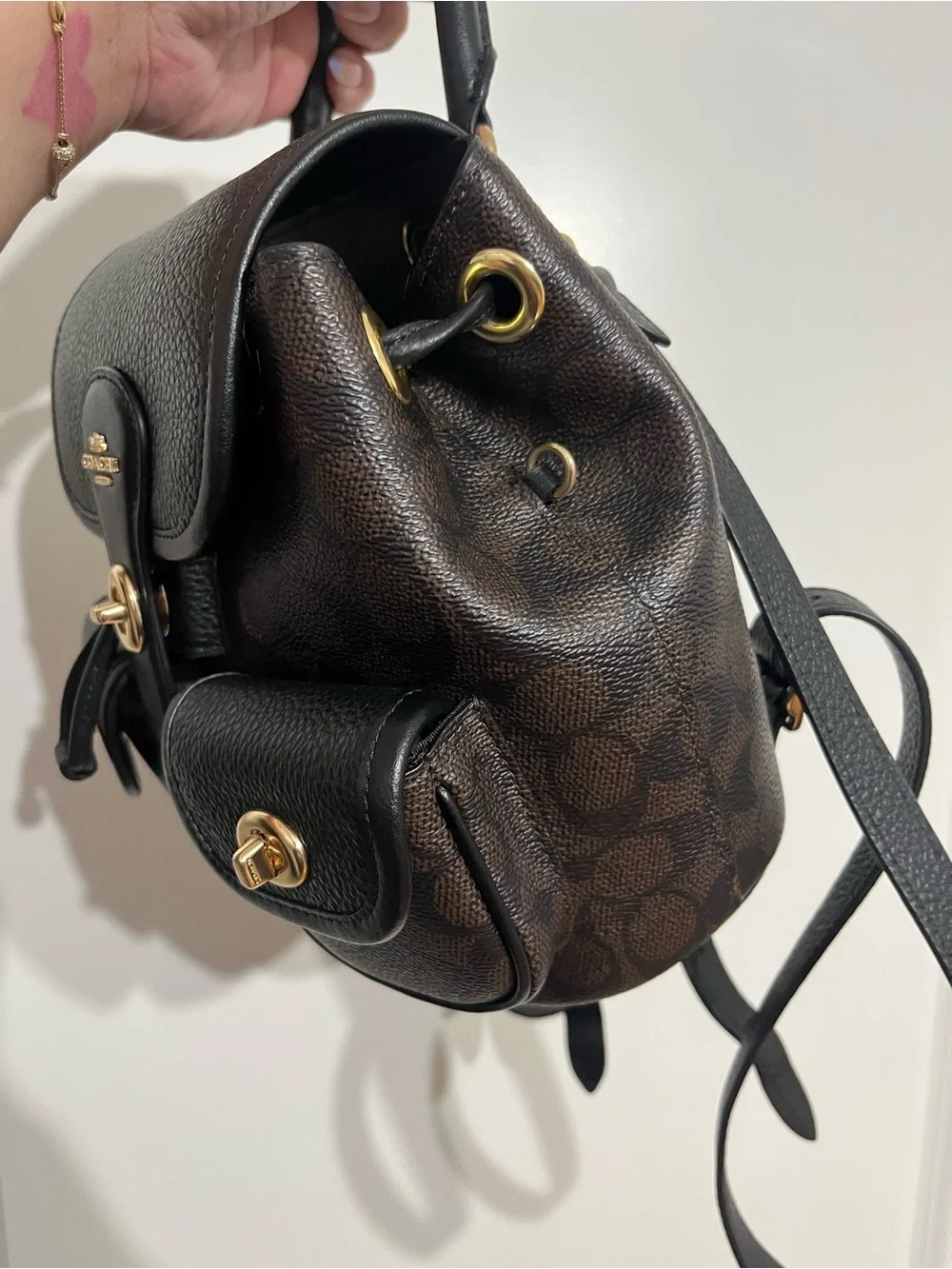 Coach Hadley Black & Brown Signature Mini Backpack